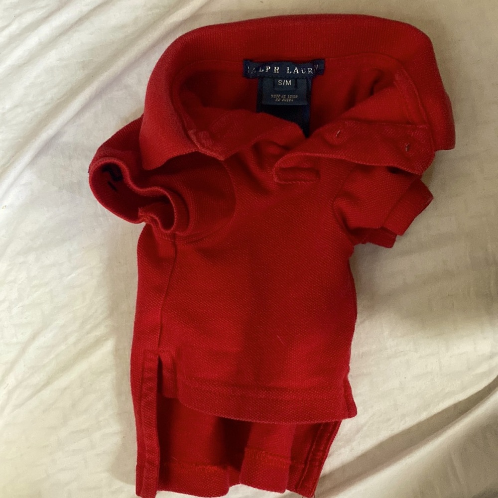 Ralph Lauren Red polo shirt for dogs, small, medium, previously worn.